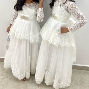 Flowergirl dress white girls wedding